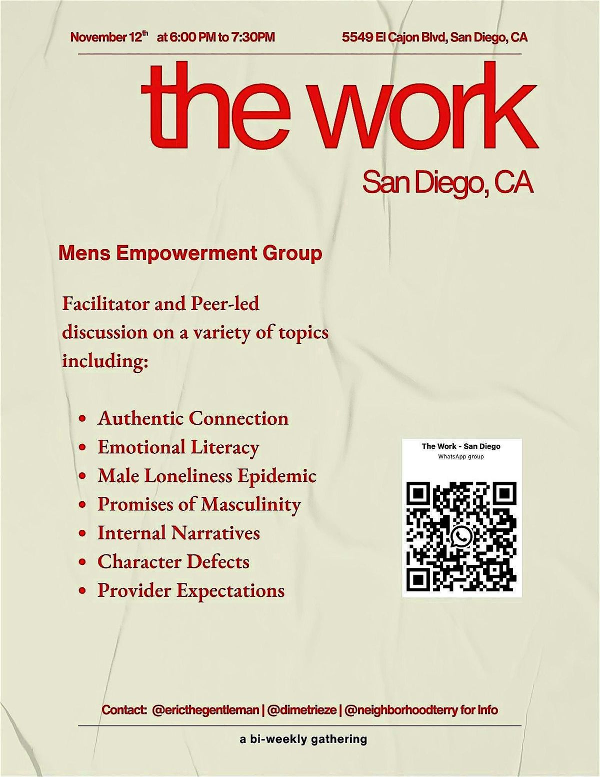 The Work - San Diego \/ Mens Group