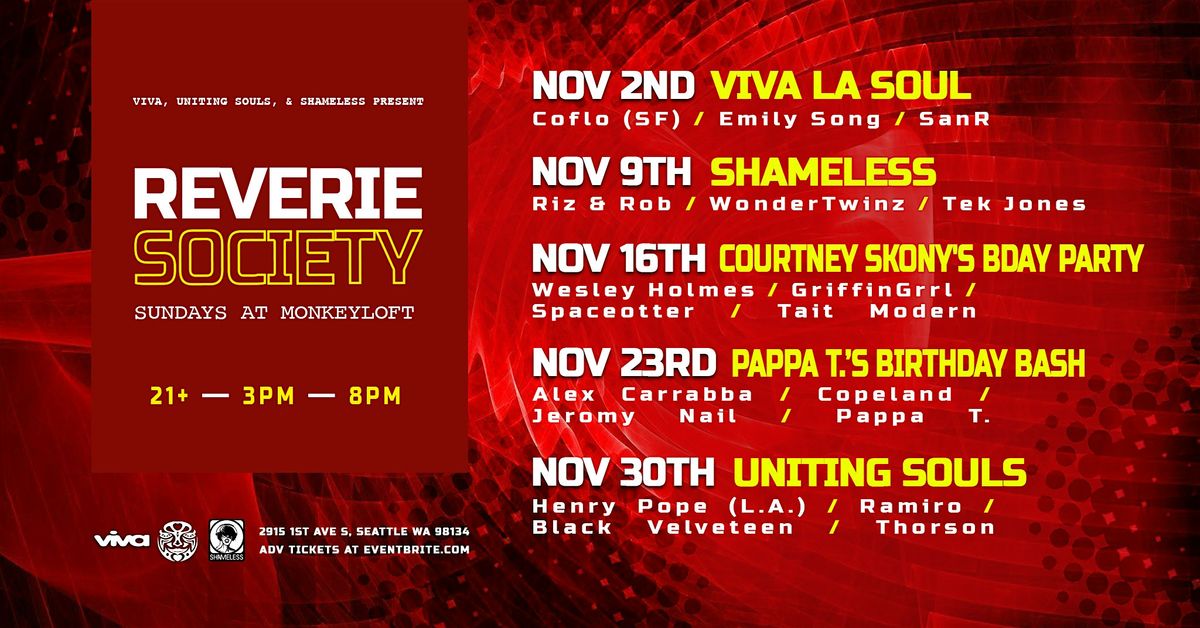 Reverie Society : Viva La Soul with Coflo: Nov 2nd at Monkey Loft