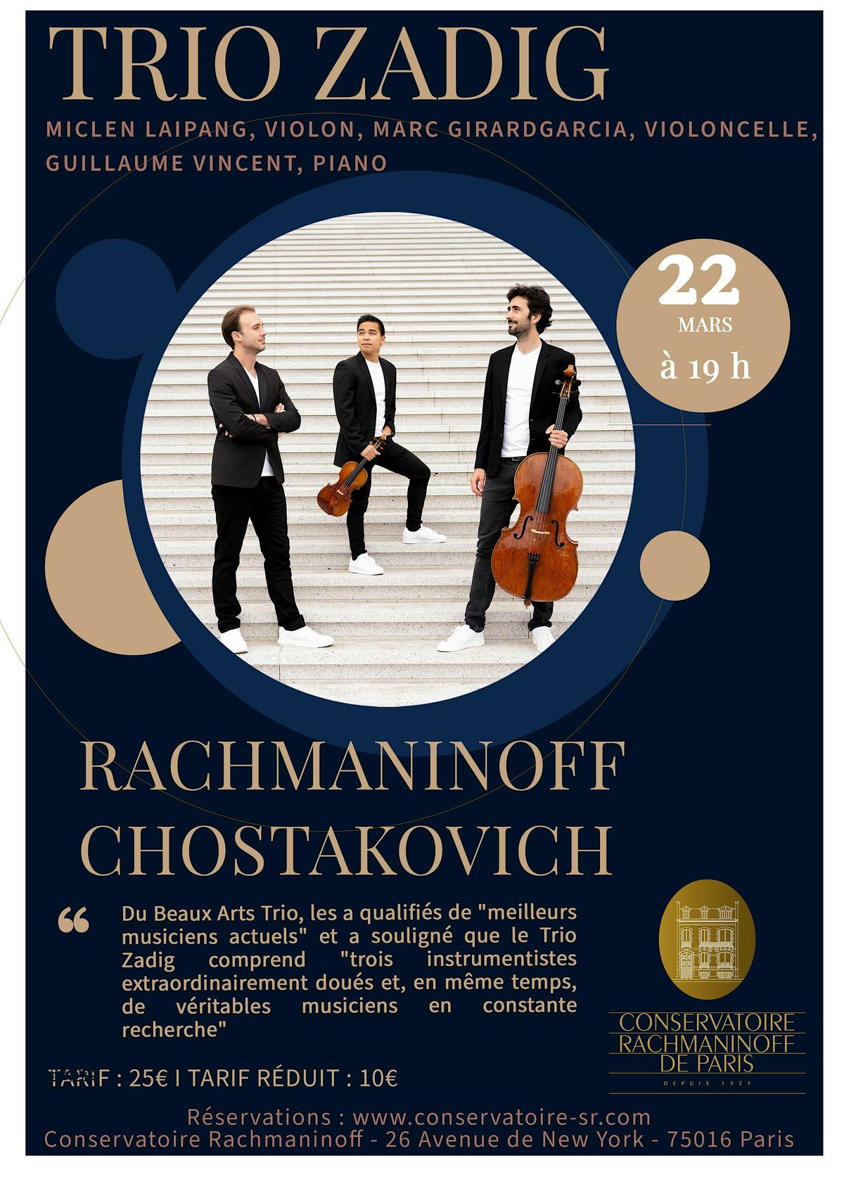 Trio Zadig : 1er trio de Chostakovich & 2nd trio de Rachmaninoff