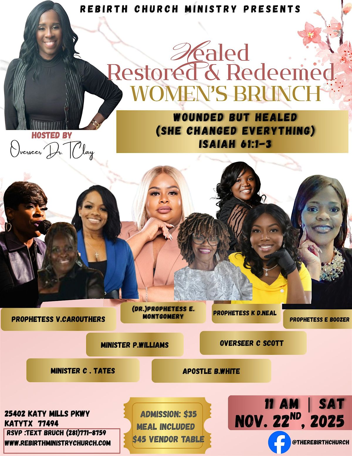 REBIRTH CHURCH MINISTRY \u201cHealed Restored Redeemed Women Brunch\u201d