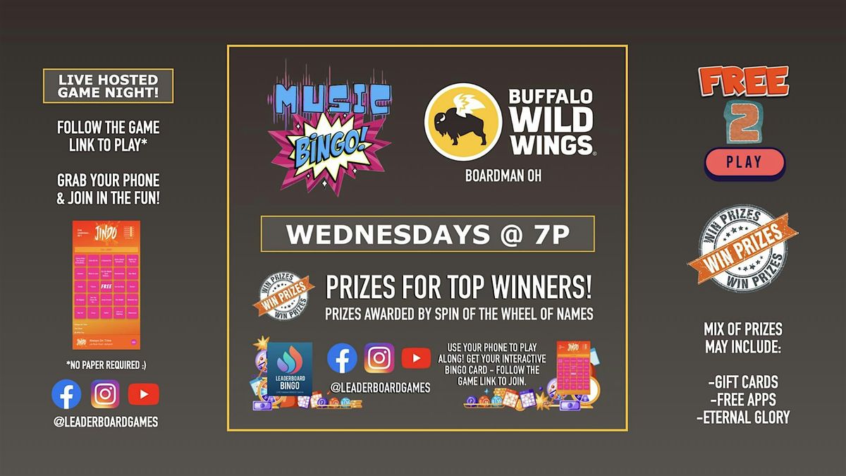 Music BINGO  Game Night | Buffalo Wild Wings - Boardman OH - WED 7p