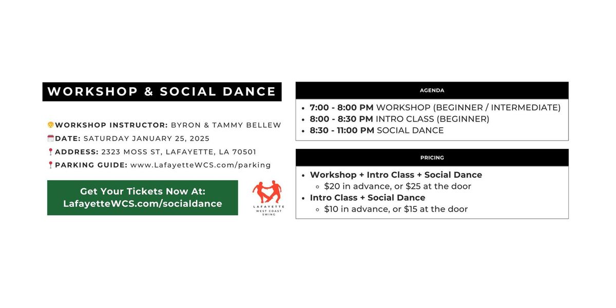 West Coast Swing - Workshop & Social Dance w\/ Byron & Tammy Bellew