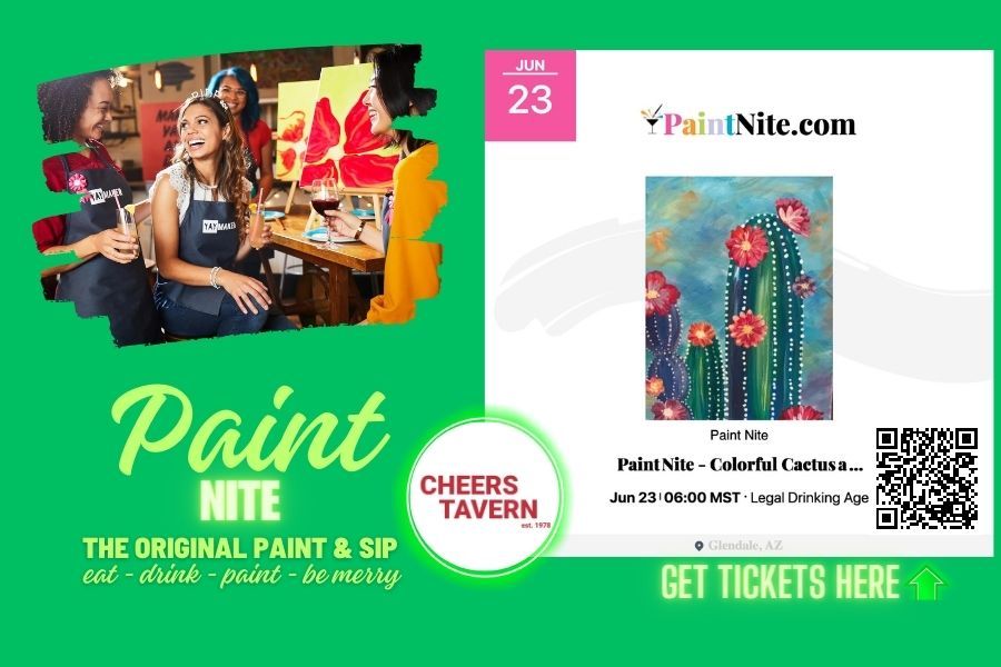 Paint Nite - Cheers tavern "Colorful Cacti" 