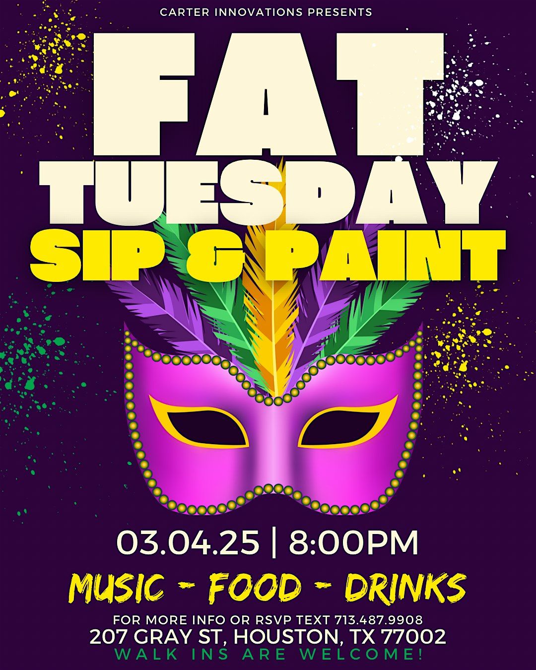 FAT TUESDAY Sip & Paint