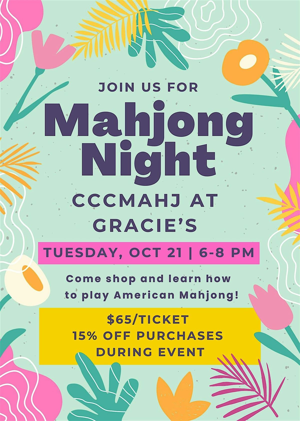 Mahjong Night at Gracie's