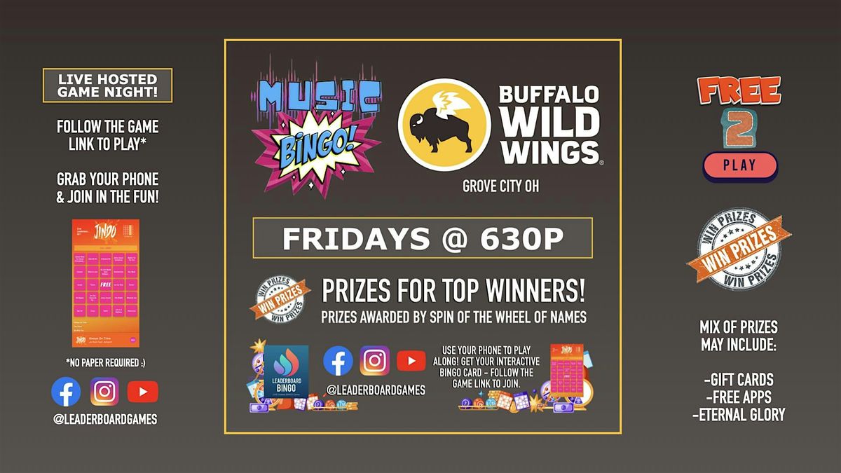 Music BINGO  | Buffalo Wild Wings - Grove City OH - FRI 630p