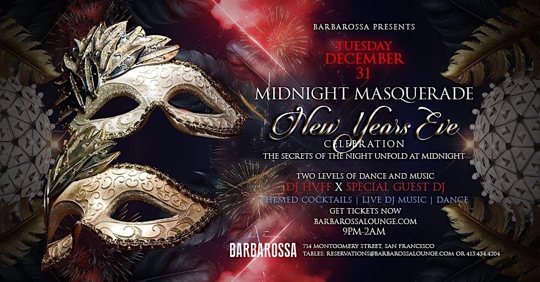 Midnight Masquerade New Years Eve 2025 @ Barbarossa Lounge