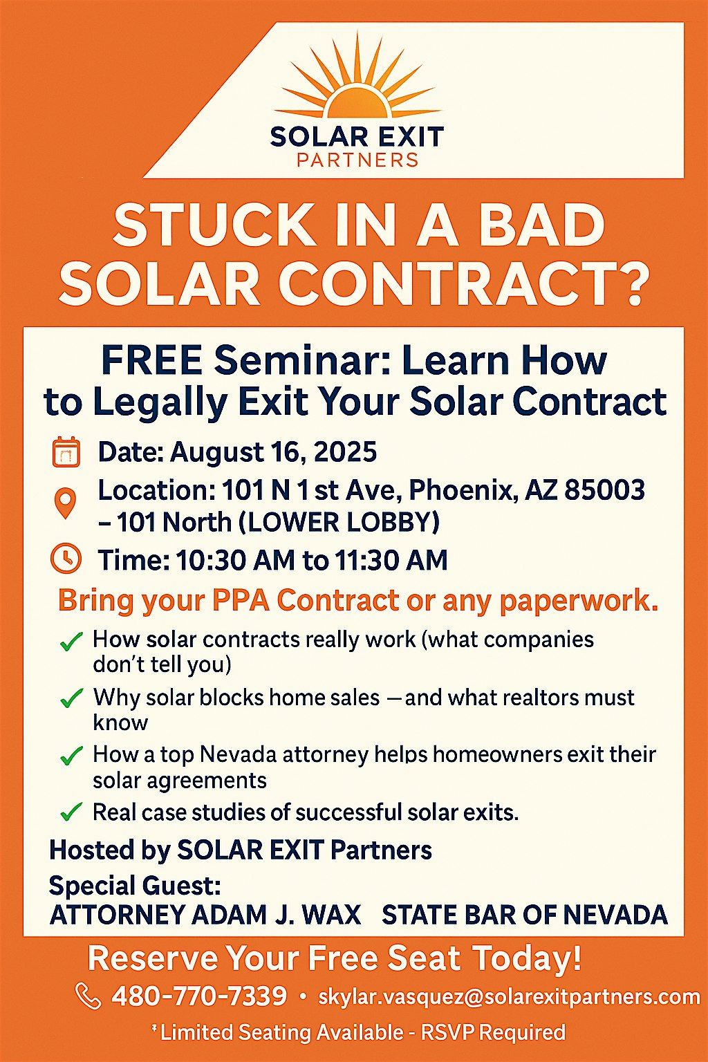 FREE EVENT EXIT YOUR SOLAR CONTRACT
