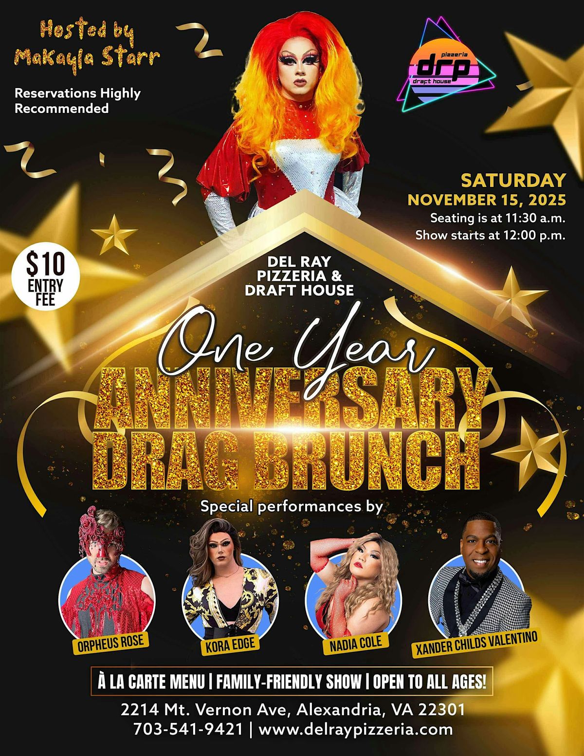 Del Ray Pizzeria One Year Anniversary Drag Brunch