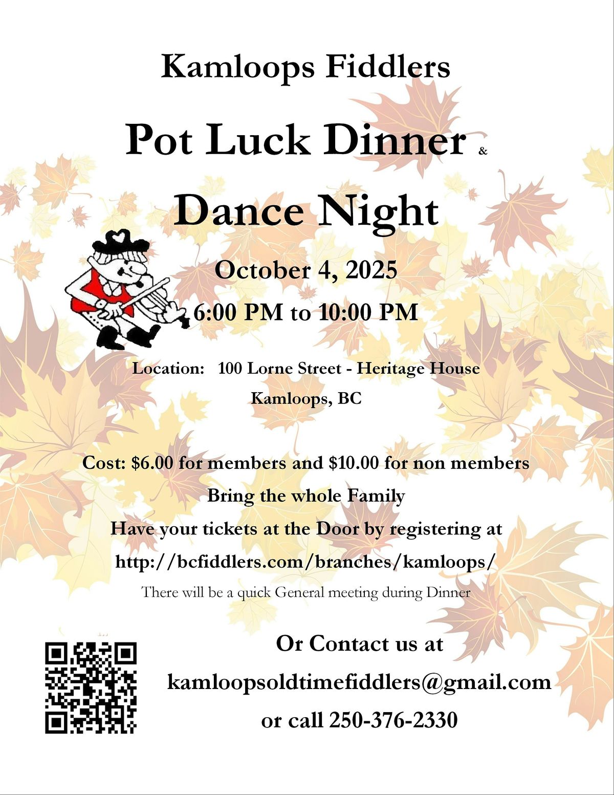 Kamloops Fiddlers Potluck Dinner and Dance