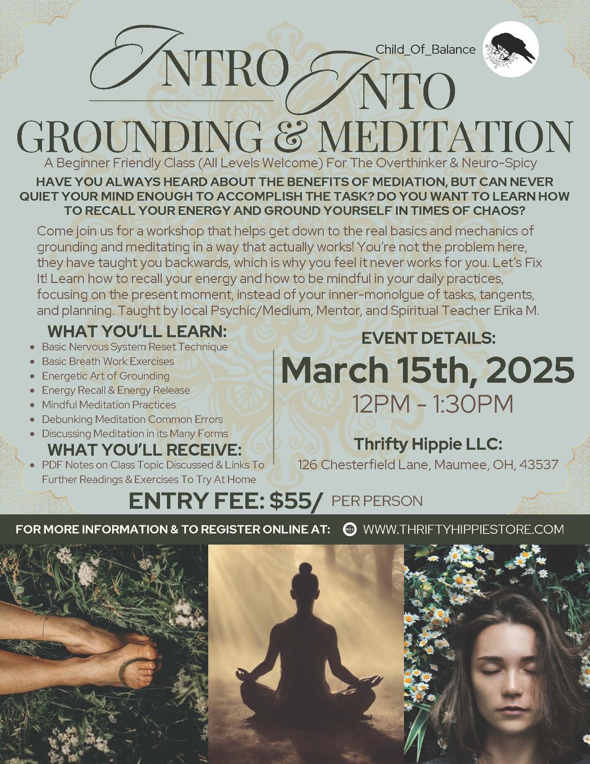 Intro Into Grounding & Meditation at Thrifty Hippie