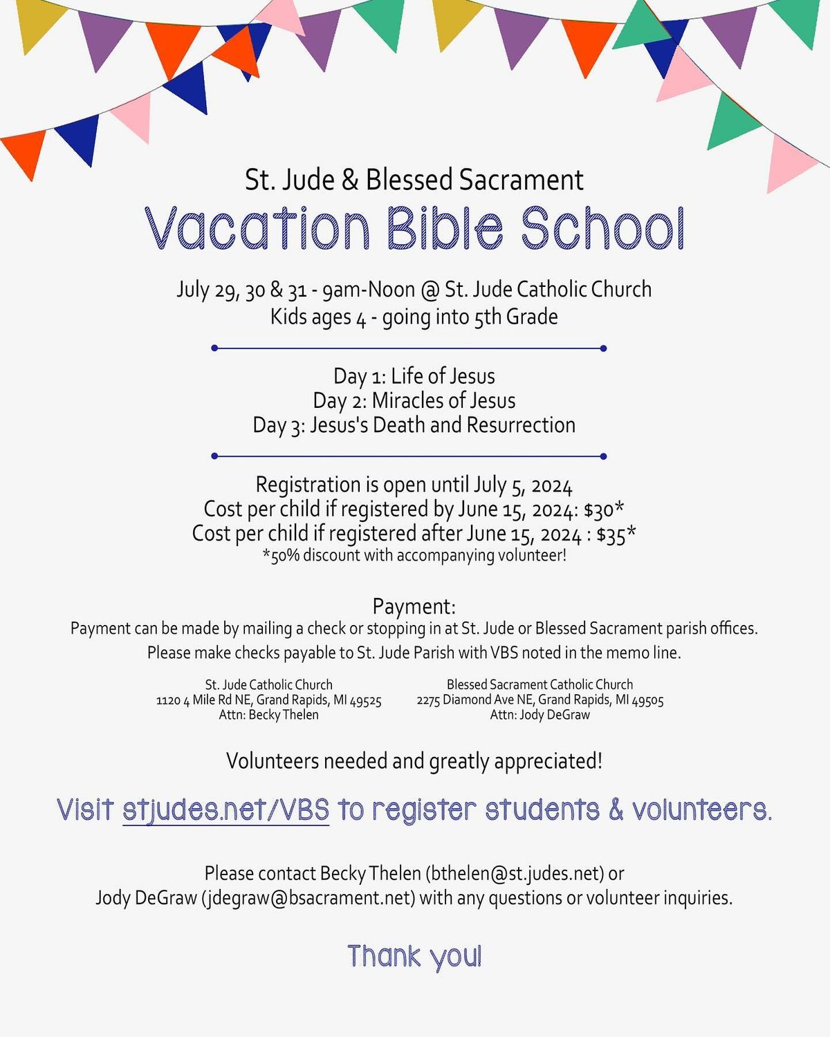 Vacation Bible School 2024 - The Life of Jesus