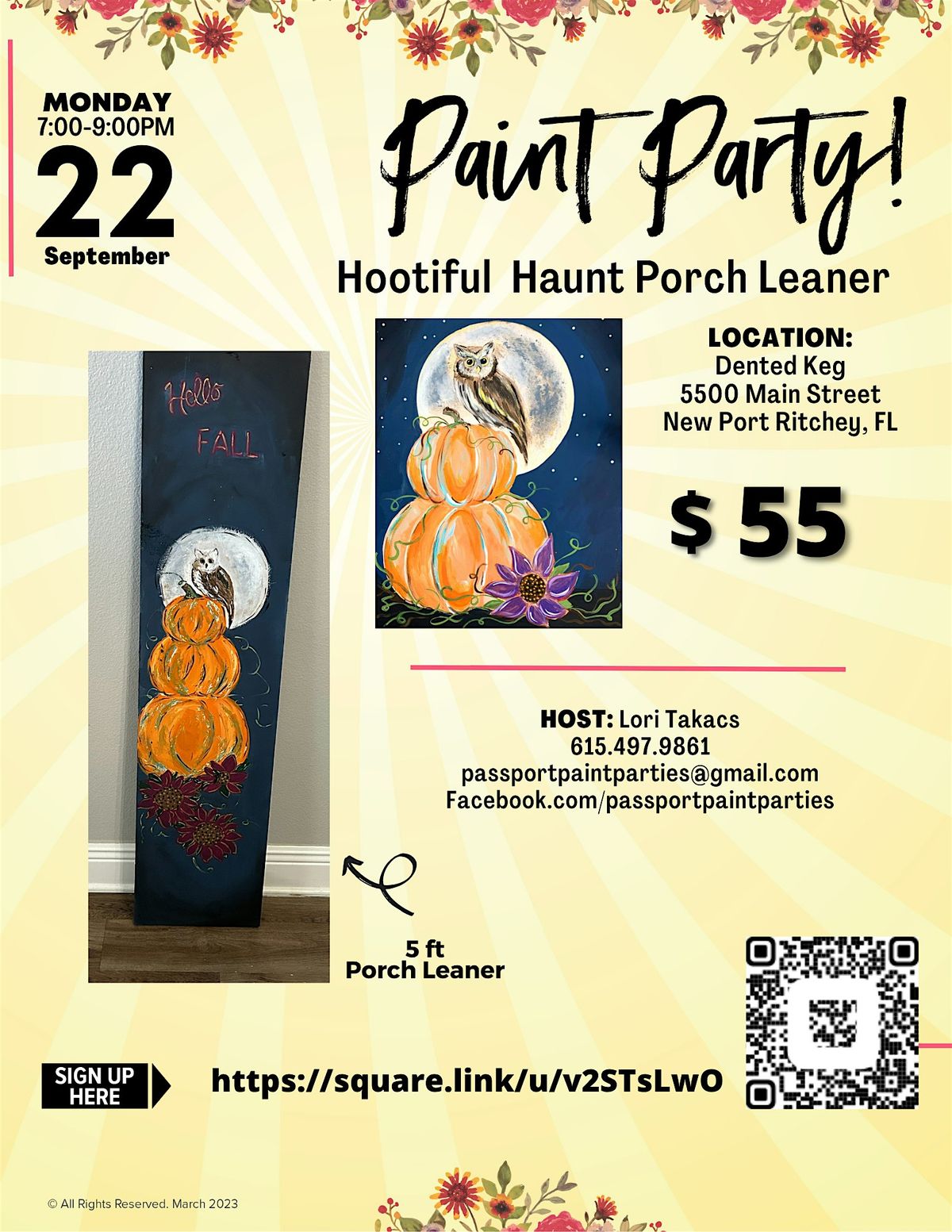 9.22.25 Hootiful Harvest Porch Leaner at Dented Keg