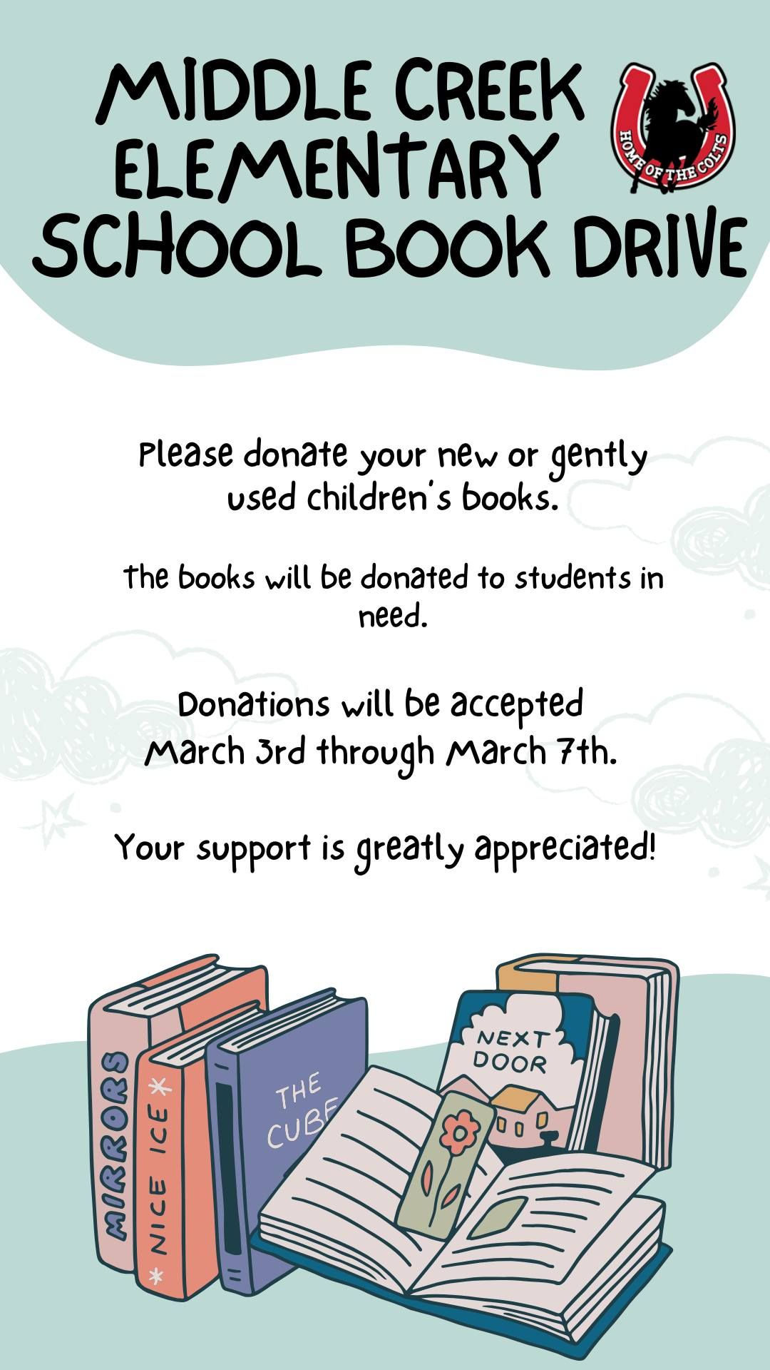 MCES School Book Drive (March 3rd-7th)