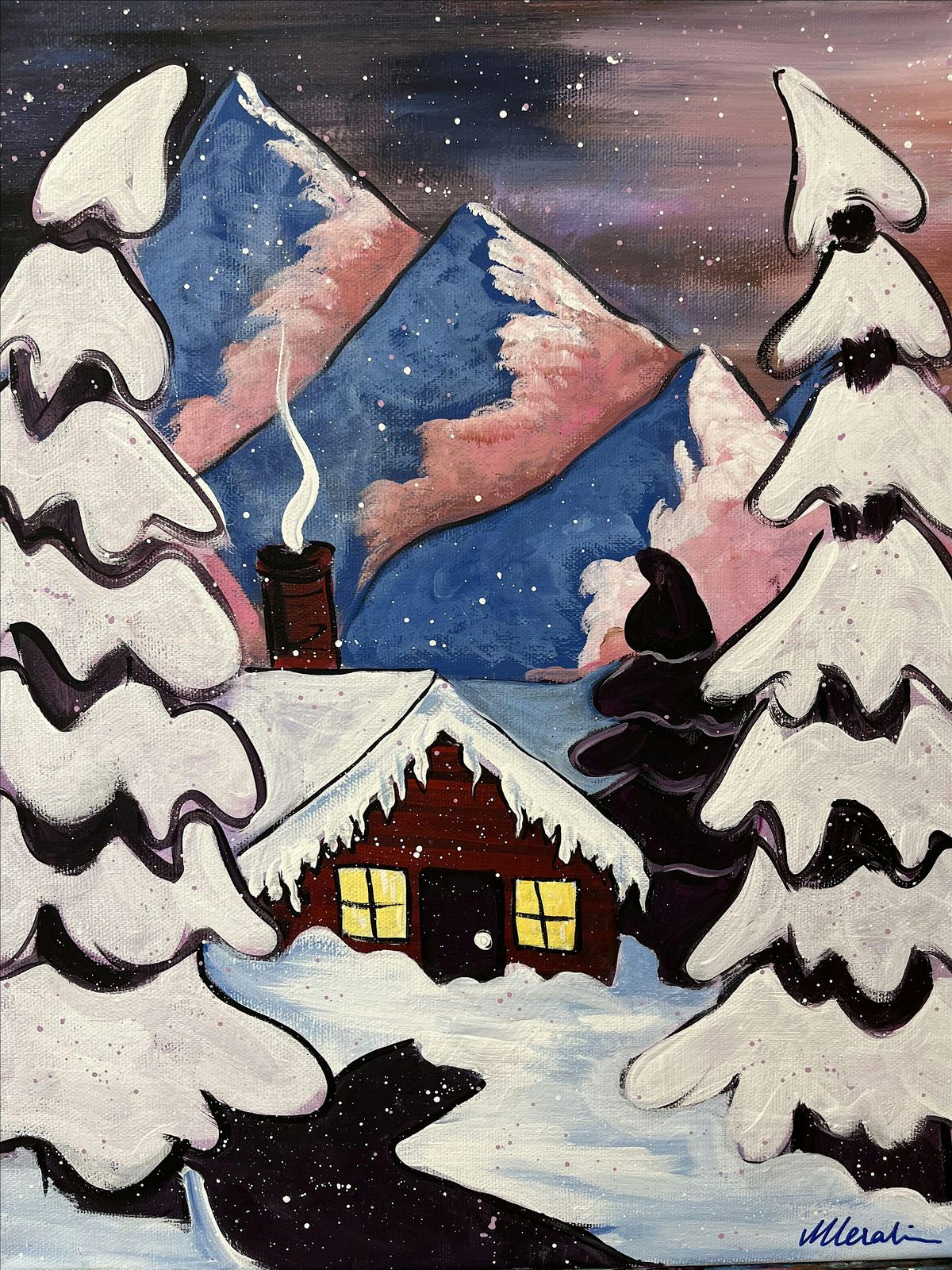 Paint Night - Winter Cottage