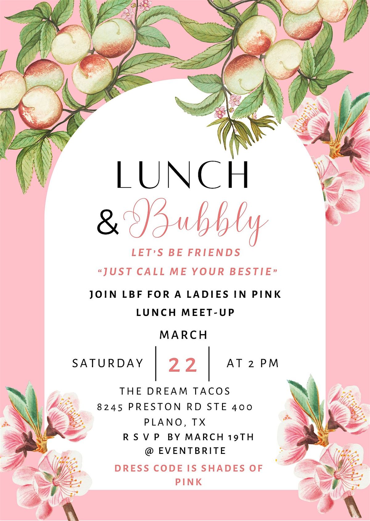 Let's Be Friends Luncheon (Theme Shades of Pink)