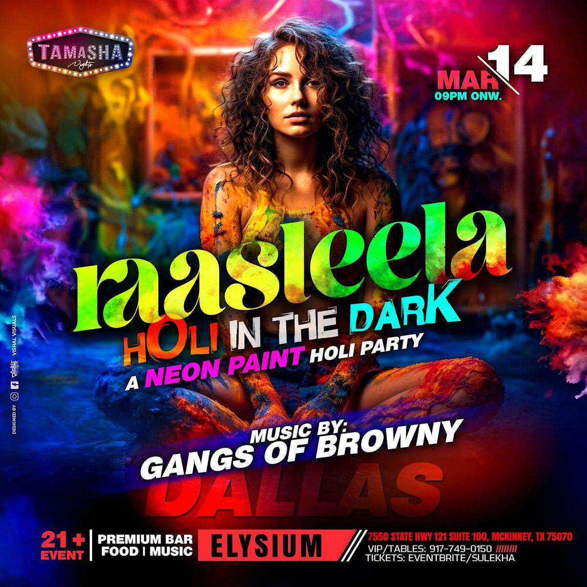 DALLAS RAASLEELA | HOLI IN THE DARK | MARCH 14 | NEON PAINTS |21+