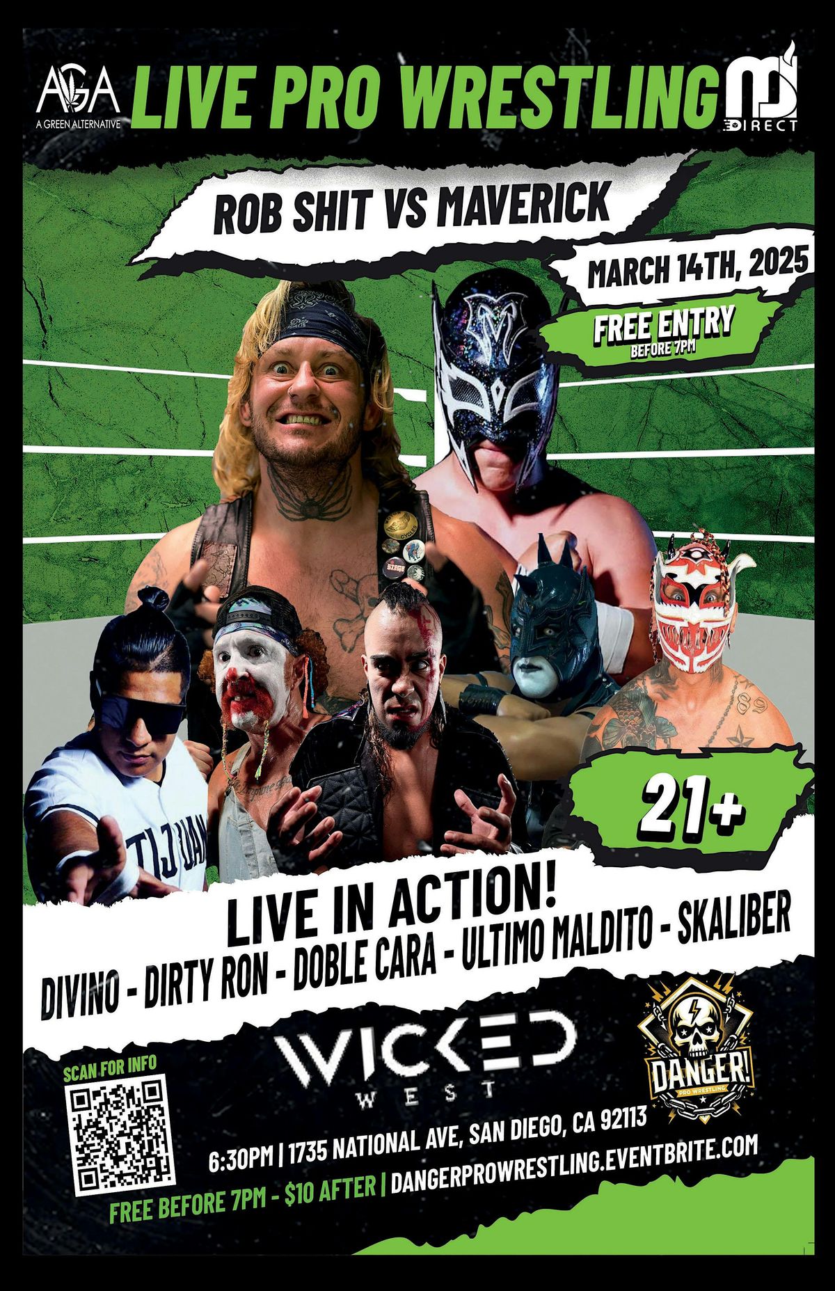 LIVE Pro Wrestling in San Diego @Wicked West #BarrioLogan 21+ & vendors