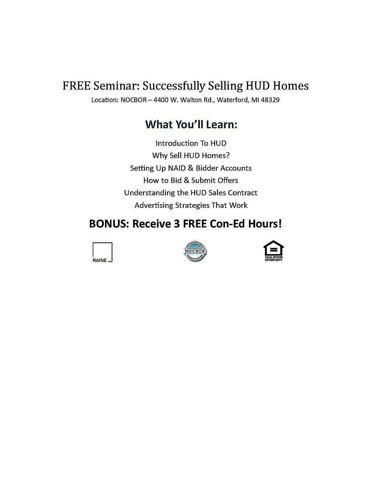 2025 Successfully Selling HUD Homes Seminar