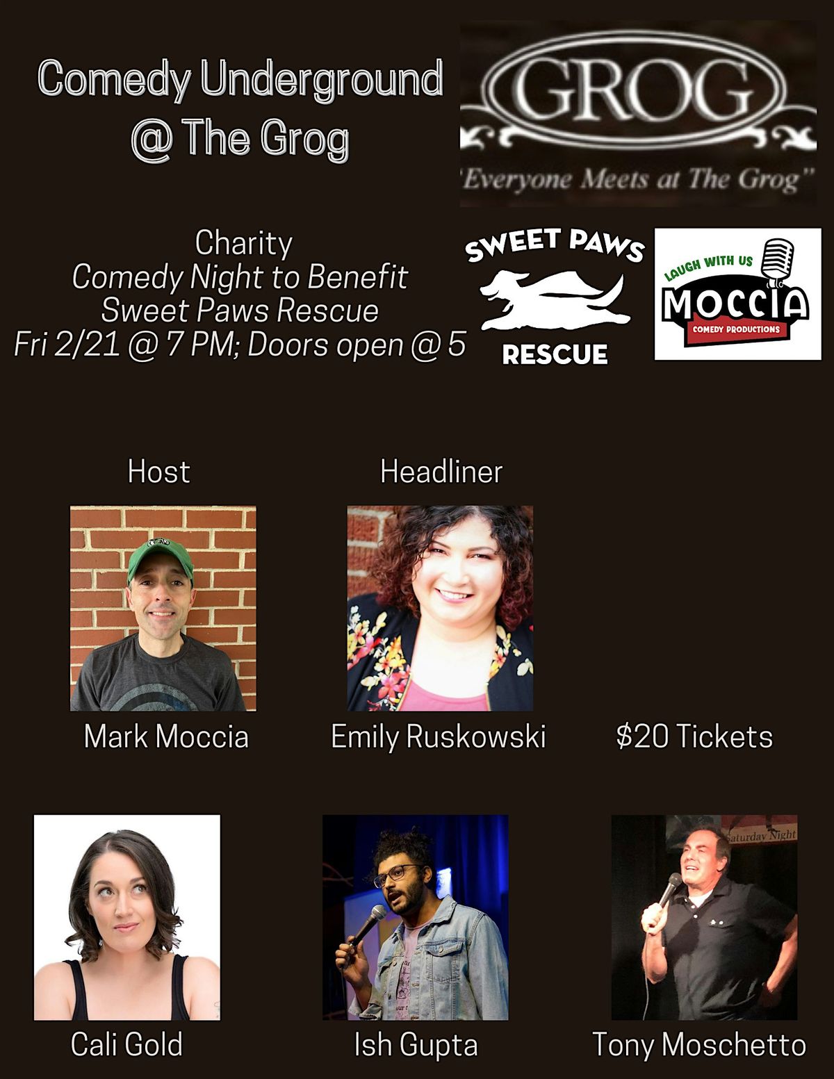 21+ Charity Comedy Underground @ The Grog to benefit Sweet Paws Rescue!