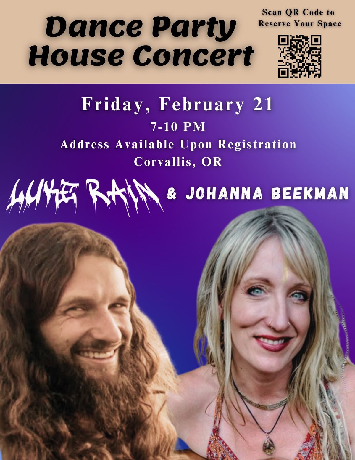 Dance Party \/ House Concert w\/Luke Rain & Johanna Beekman