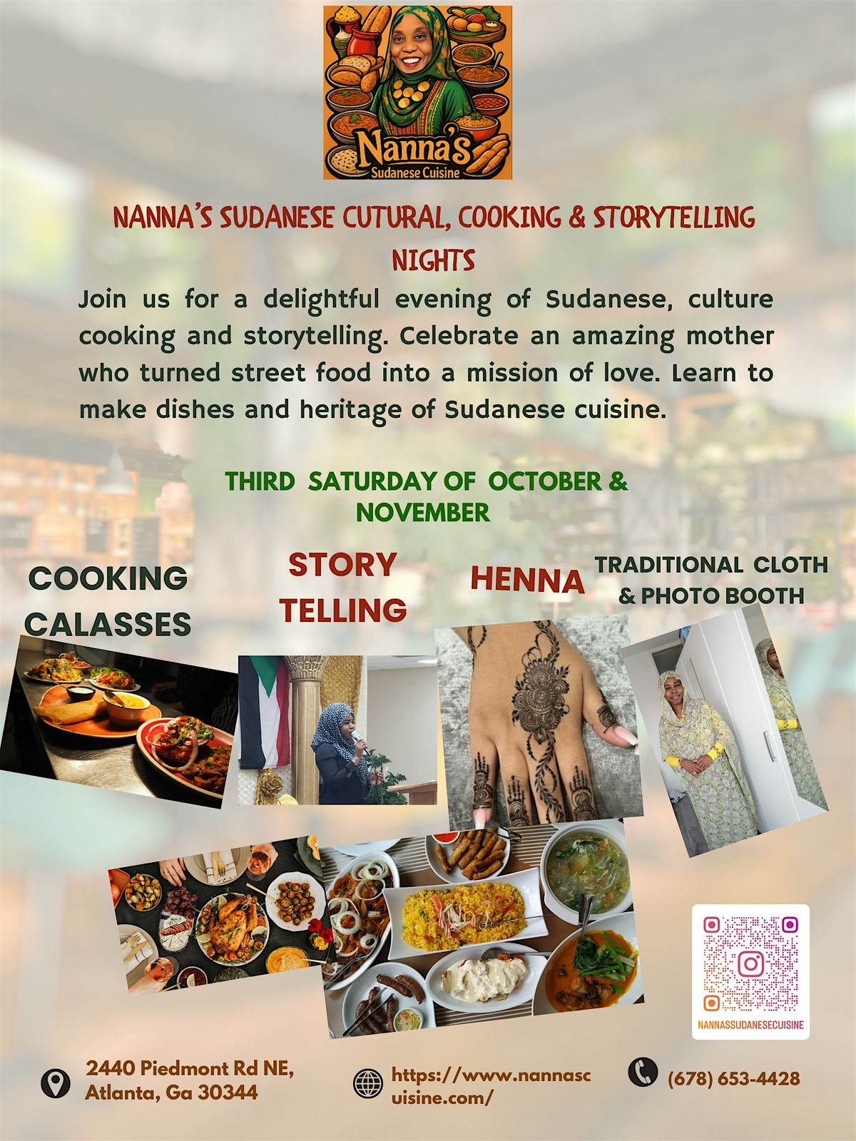 Nanna's Sudanese Cuisine, Cultura Cooking and Story Telling Night