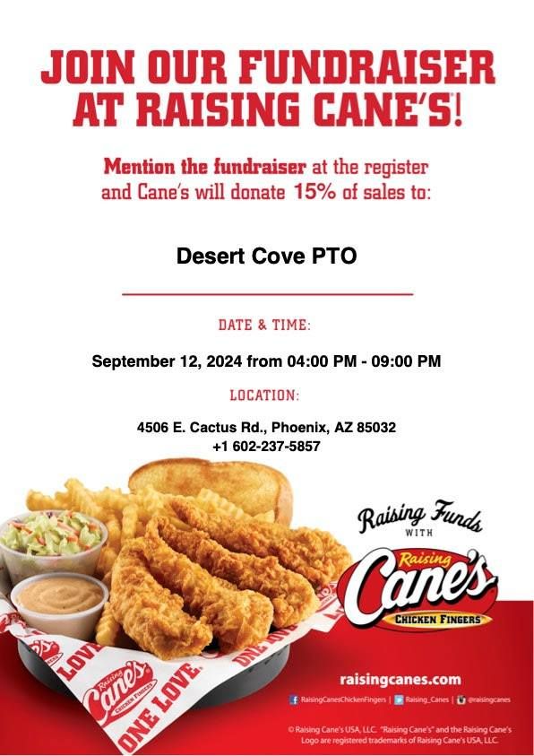 NEW DATE!! Cane\u2019s Restaurant Night