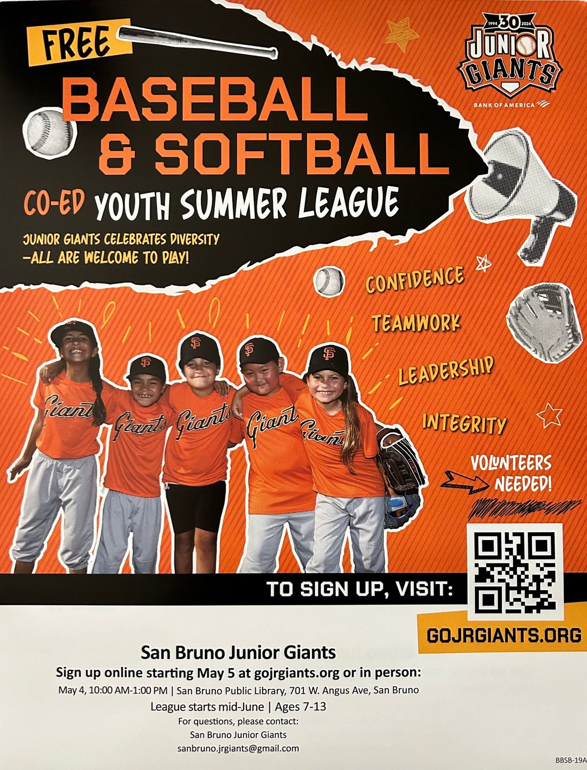 San Bruno Junior Giants In-person Sign-ups