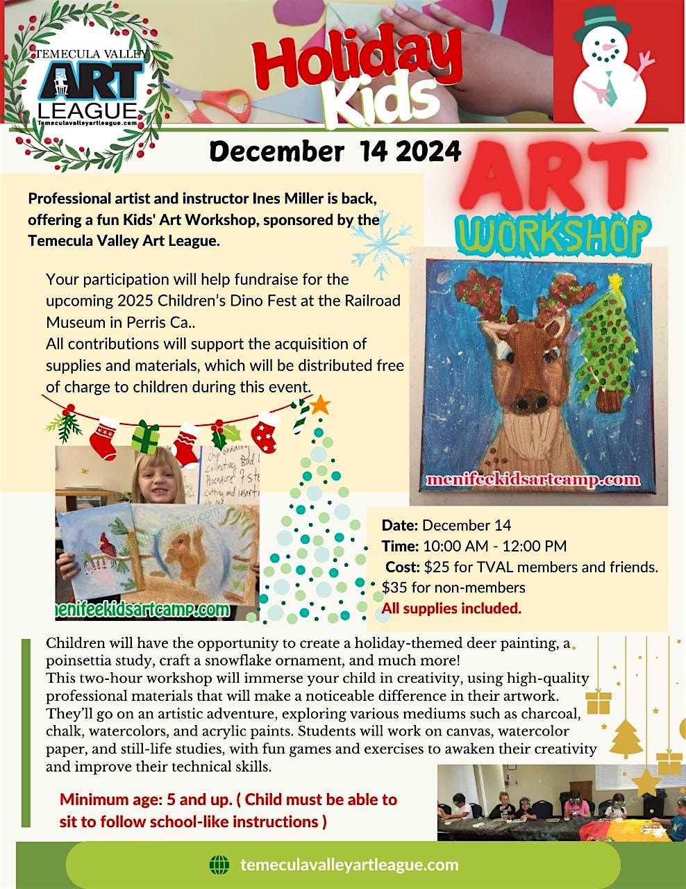 Kids art class Holiday Workshop - All materials Included.