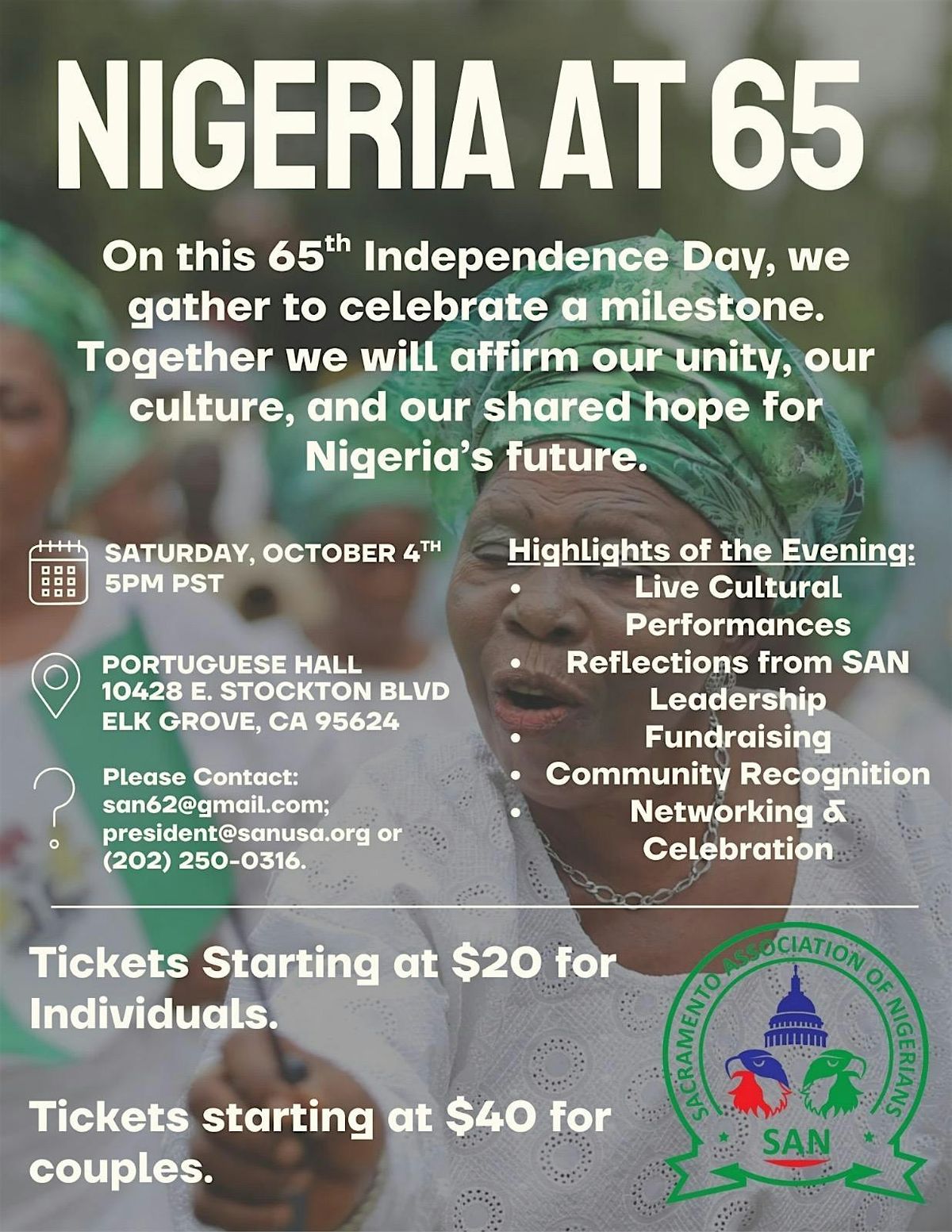 Sacramento Association of Nigerians Independence Celebration. October 4th