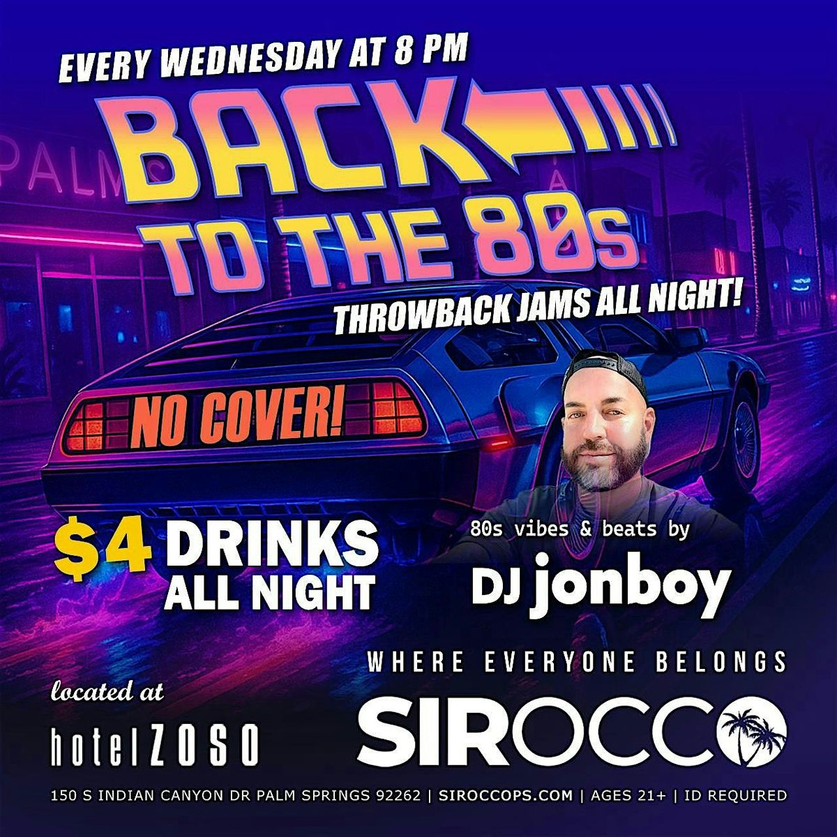 Back to the 80s \u2013 Every Wednesday at Sirocco!