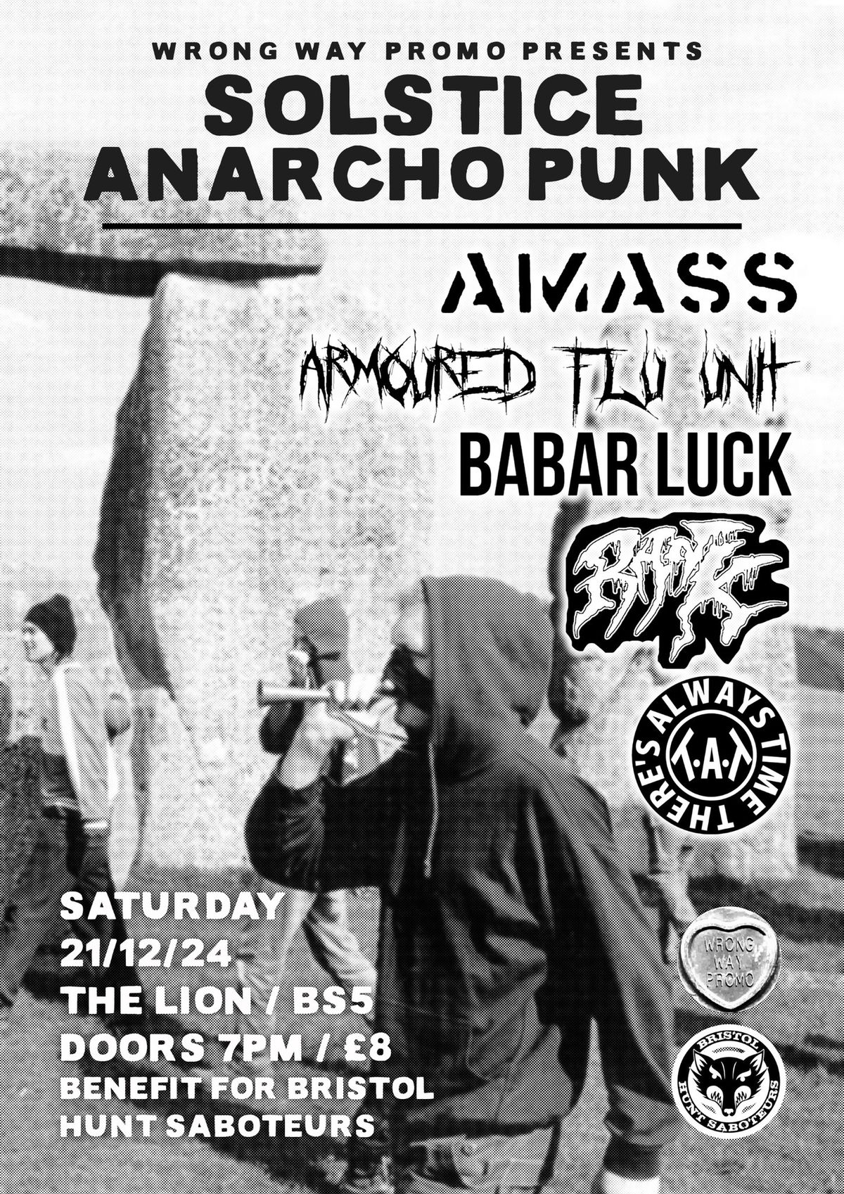 Solstice anarcho-punk sabs benefit :: Amass + AFU + Babar Luck + Rank + T.A.T :: 21\/12 @ Lion BS5