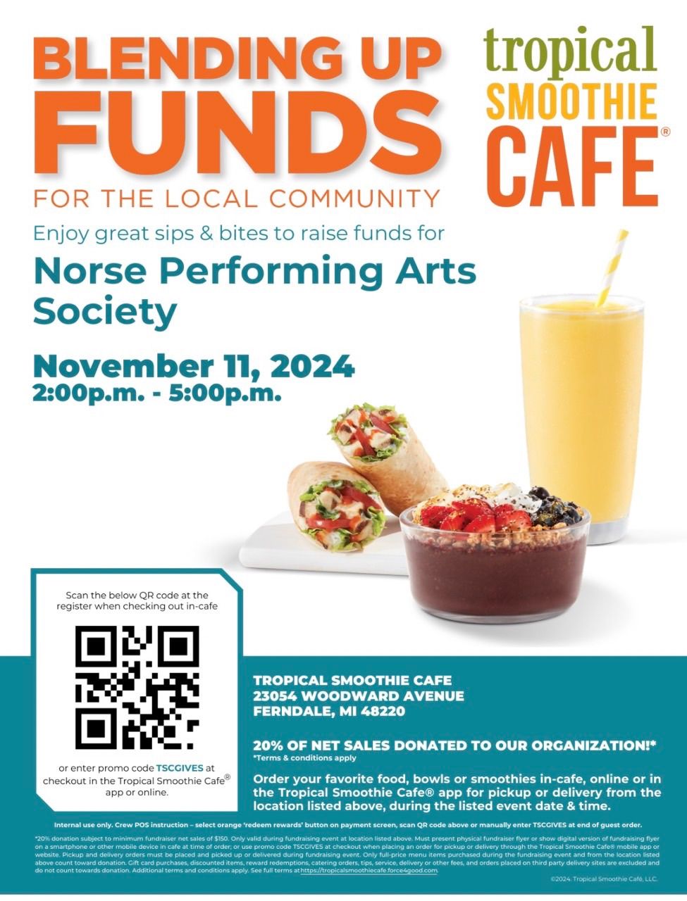 Norse Performing Arts Society Fundraiser at Tropical Smoothie Cafe