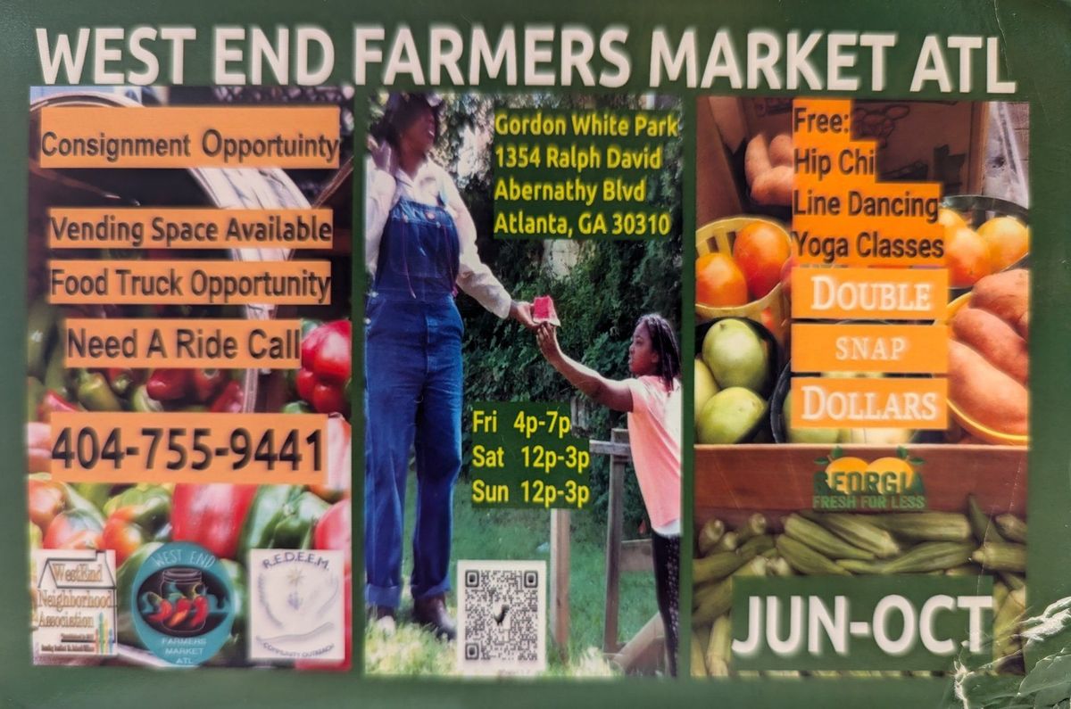 Join the West End Farmers Market - Weekly Popup at Gordon White Park!