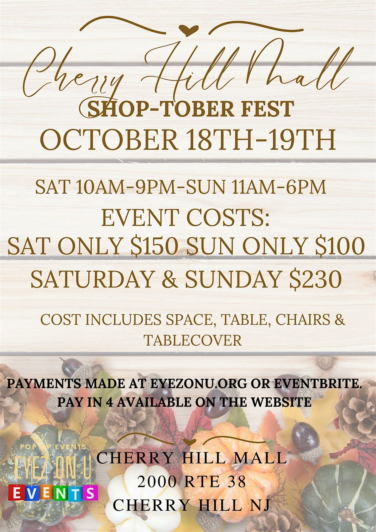 Cherry Hill Mall Shop-Tober Fest Vendor Event