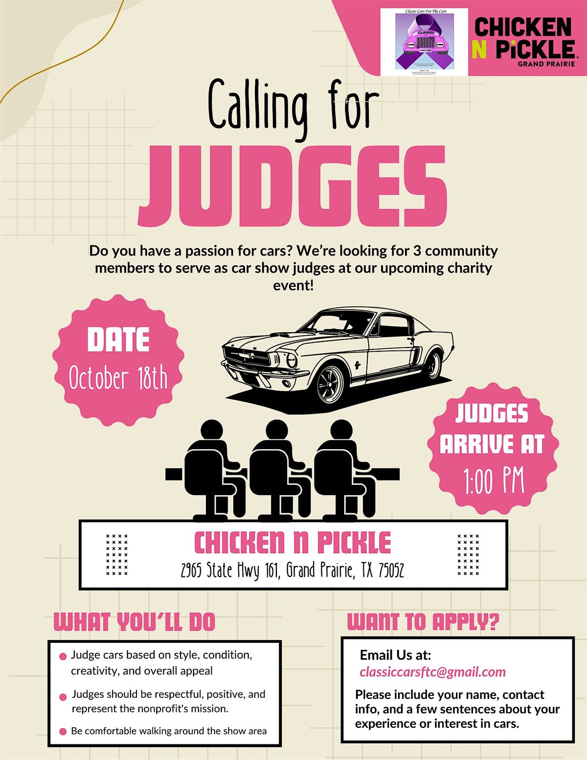Cruisin' for the Cure (Interest to be a Judge) - Classic Cars for the Cure