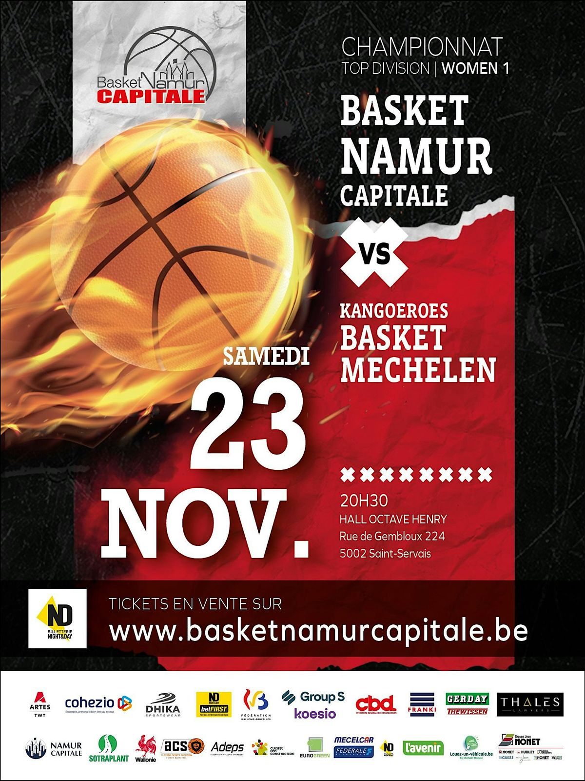 TDW1:  BASKET NAMUR CAPITALE - KANGOEROES BASKET MECHELEN