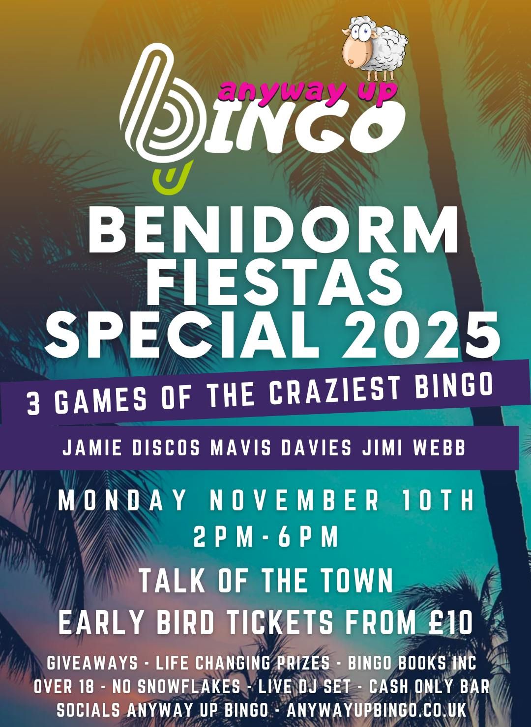 Anyway Up Bingo Benidorm Fiestas MONDAY Special at Talk of the Town