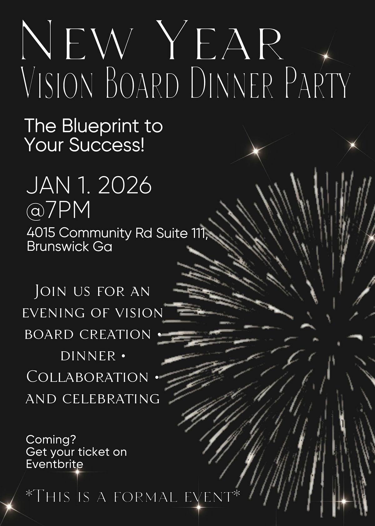 "The Blueprint to Your Success" Vision Board Formal Dinner Party