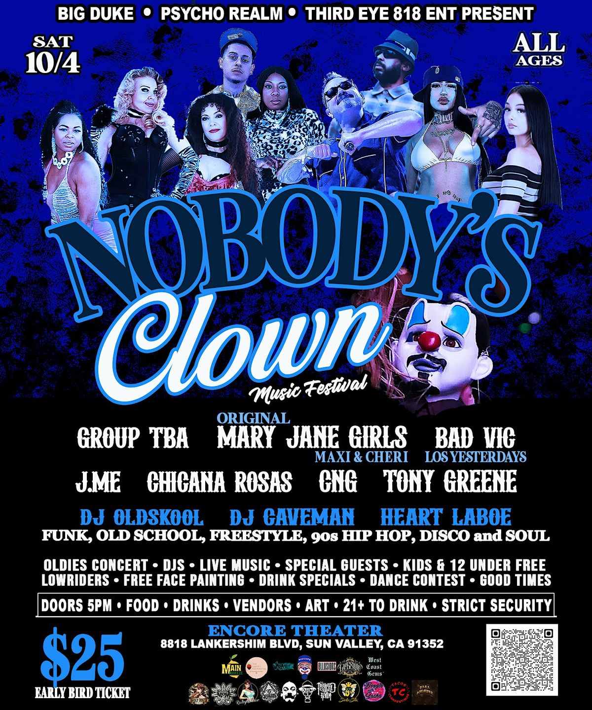 TBA + MARY JANE GIRLS + BAD VIC LIVE ON STAGE + NOBODY'S CLOWN  - ALL AGES