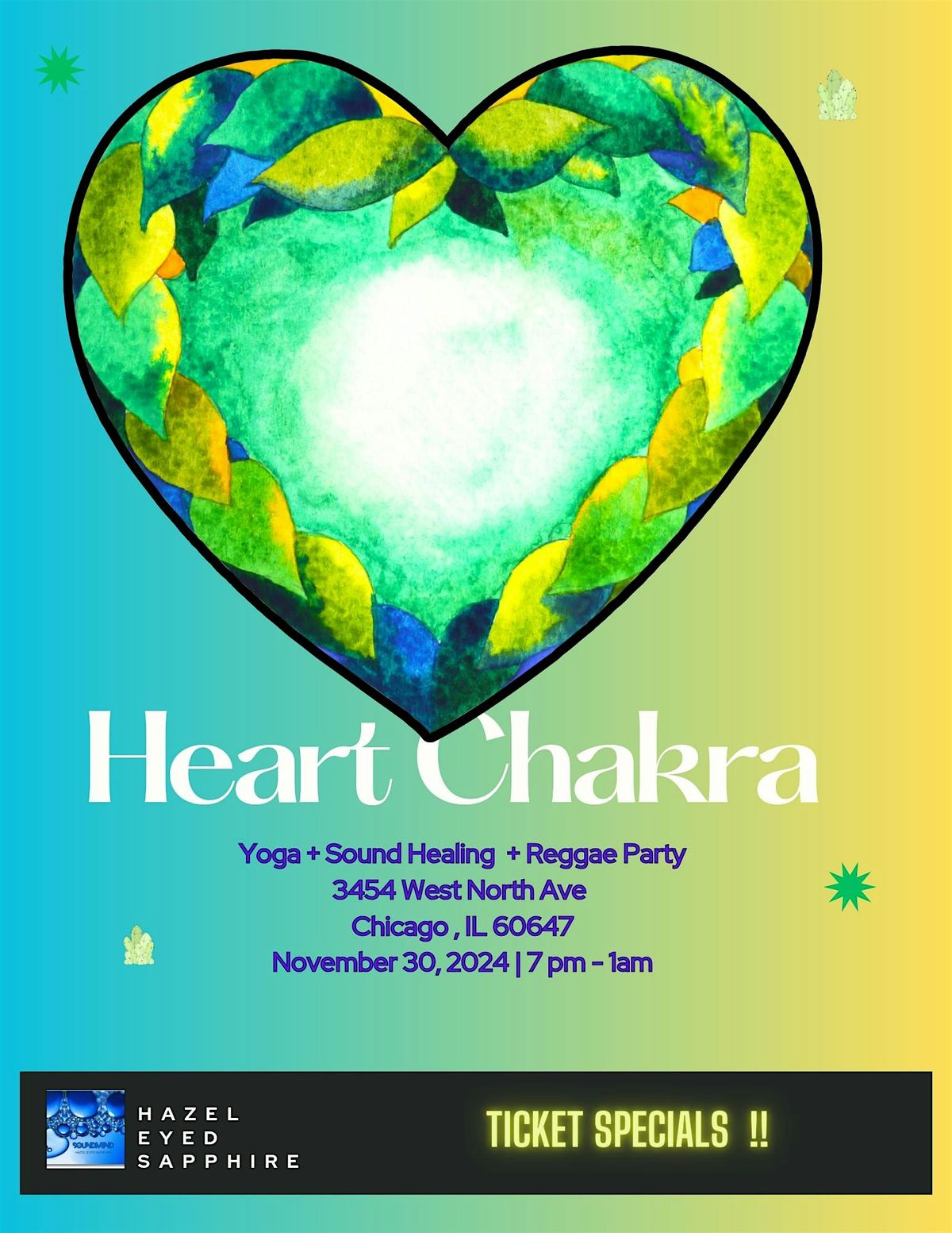 HEART CHAKRA YOGA +SOUND HEALING +REGGAE PARTY