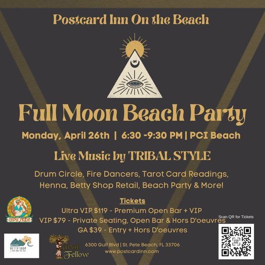 Full Moon Beach Party Postcard Inn On The Beach Kenneth City 26 April 21