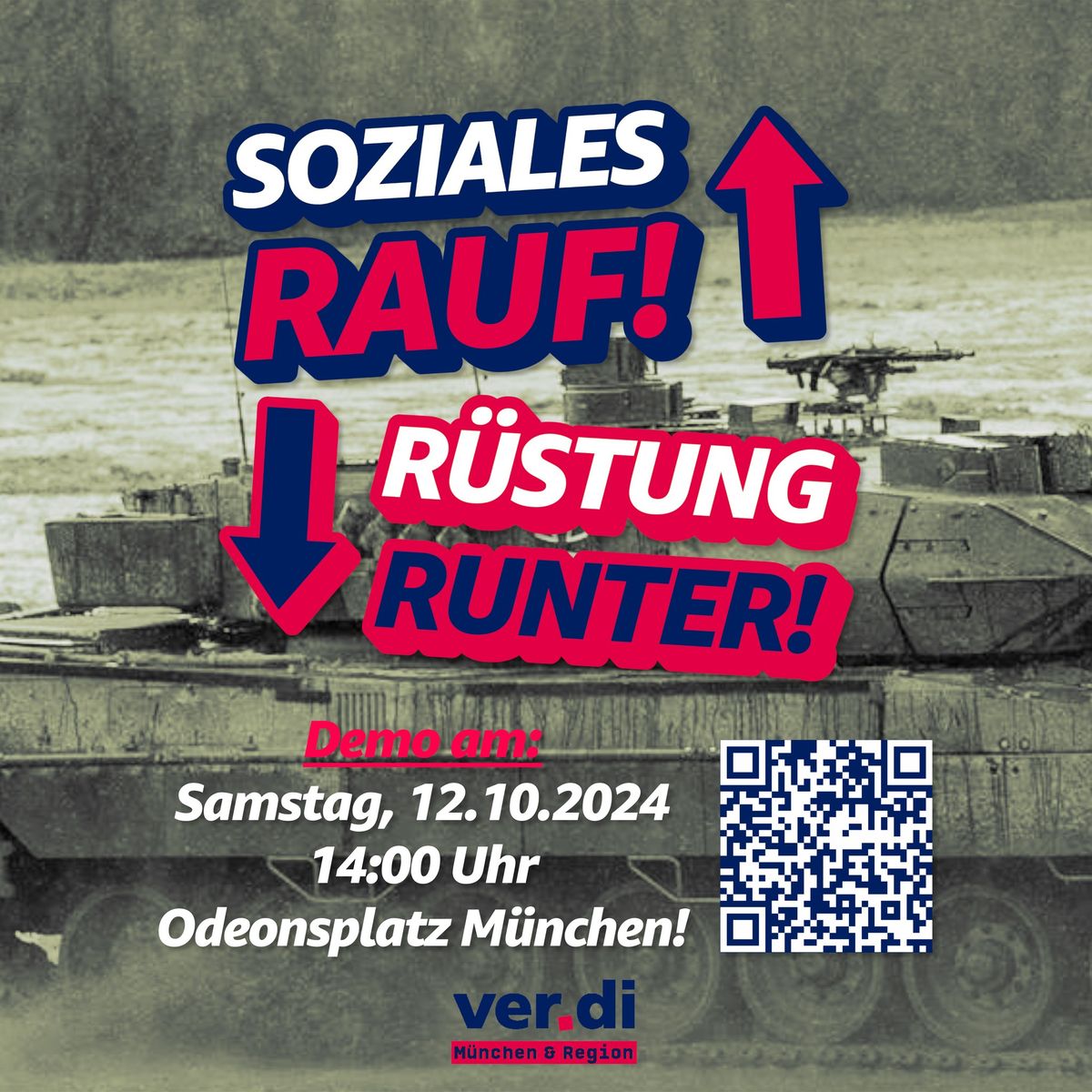 Demo: SOZIALES rauf! R\u00dcSTUNG runter!