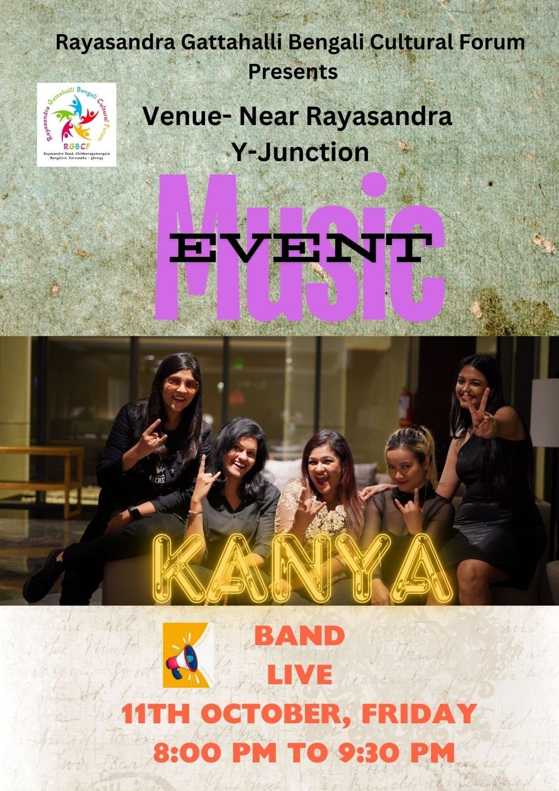 Welcoming The All Women Band - KANYA for Musical Event with RGBCF Durga Puja 2024