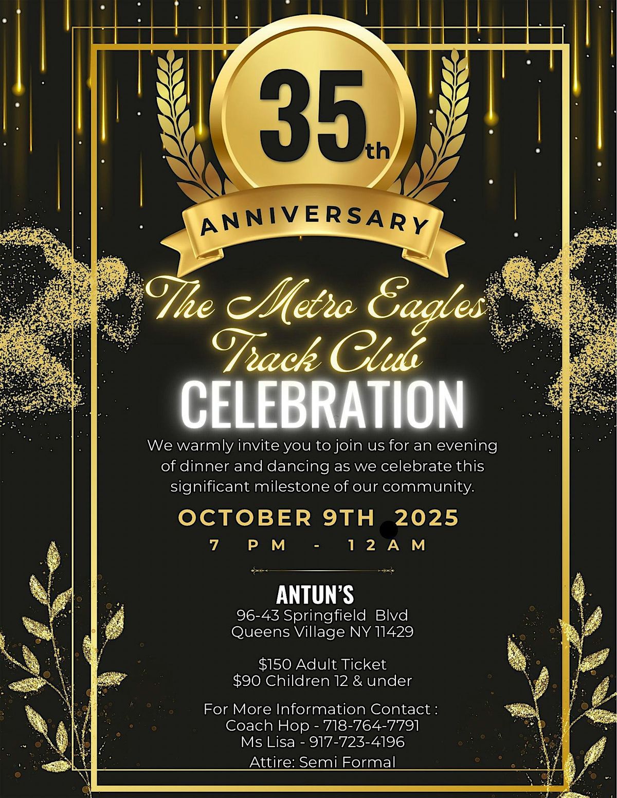 Metro Eagles Track and Field Club 35th Anniversary Dinner Dance
