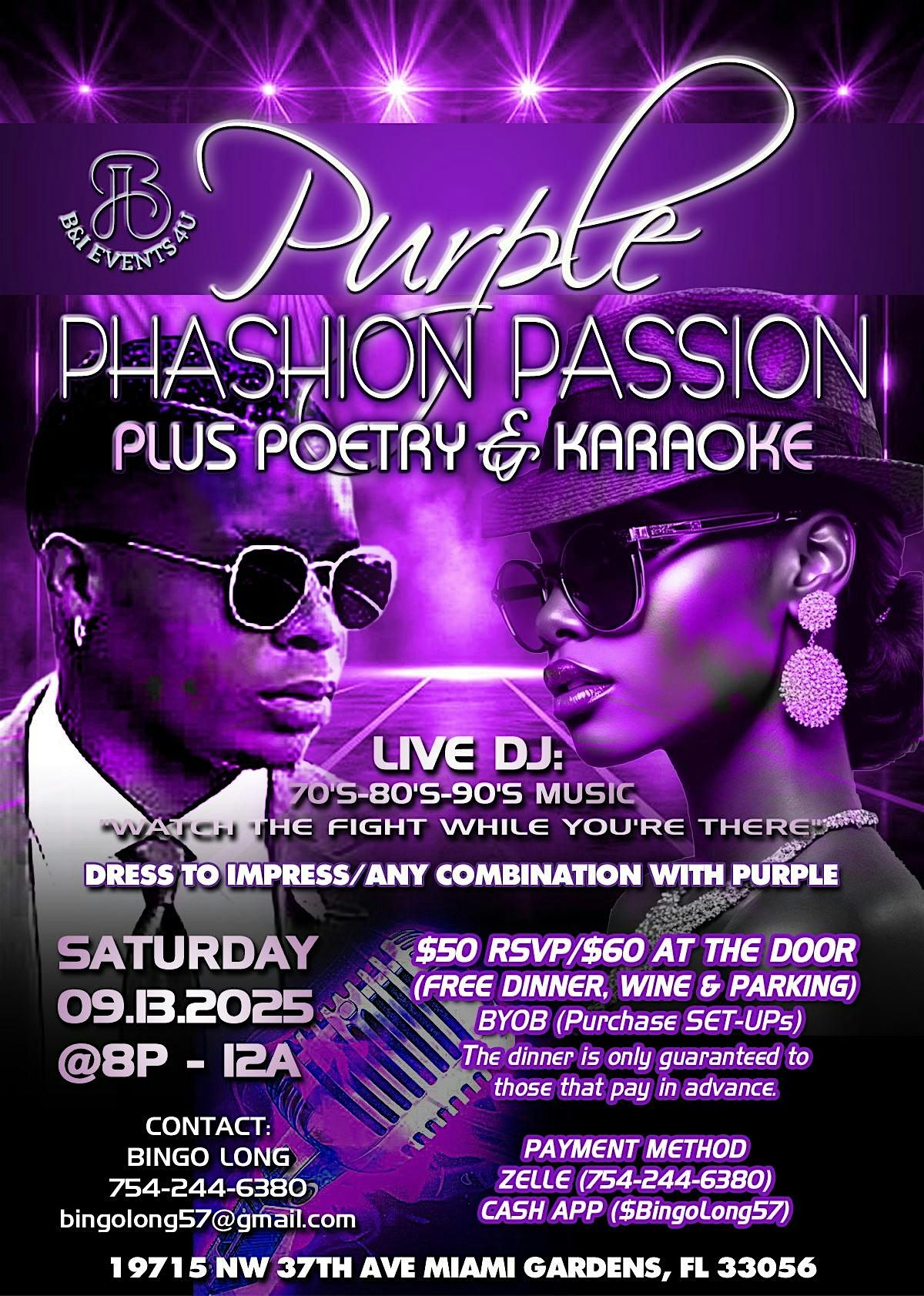 "PURPLE PHASION PASSION PLUS POETRY & KARAOKE"