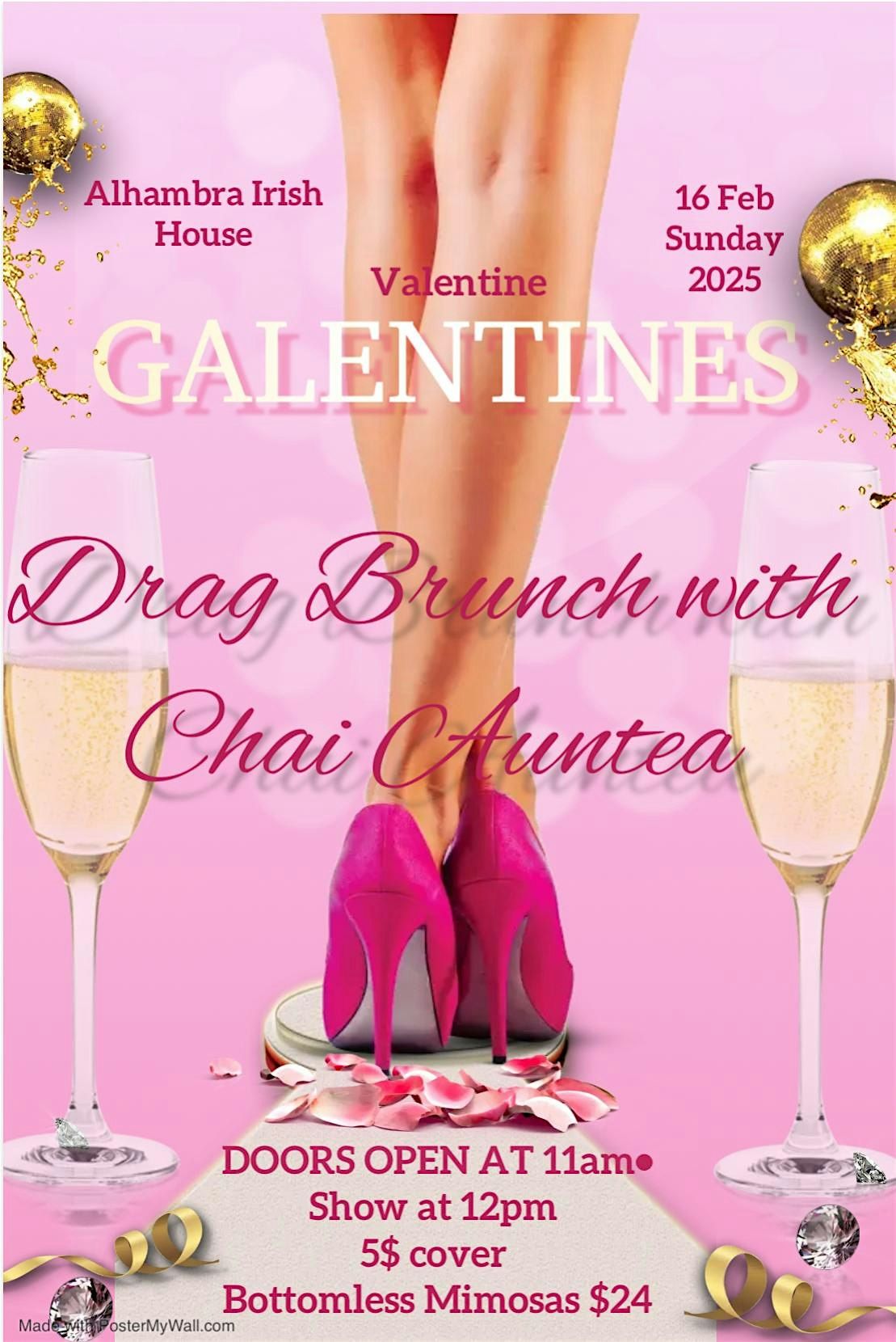 Galentines Drag Brunch. Hilarious Queens and Bottomless Mimosas.