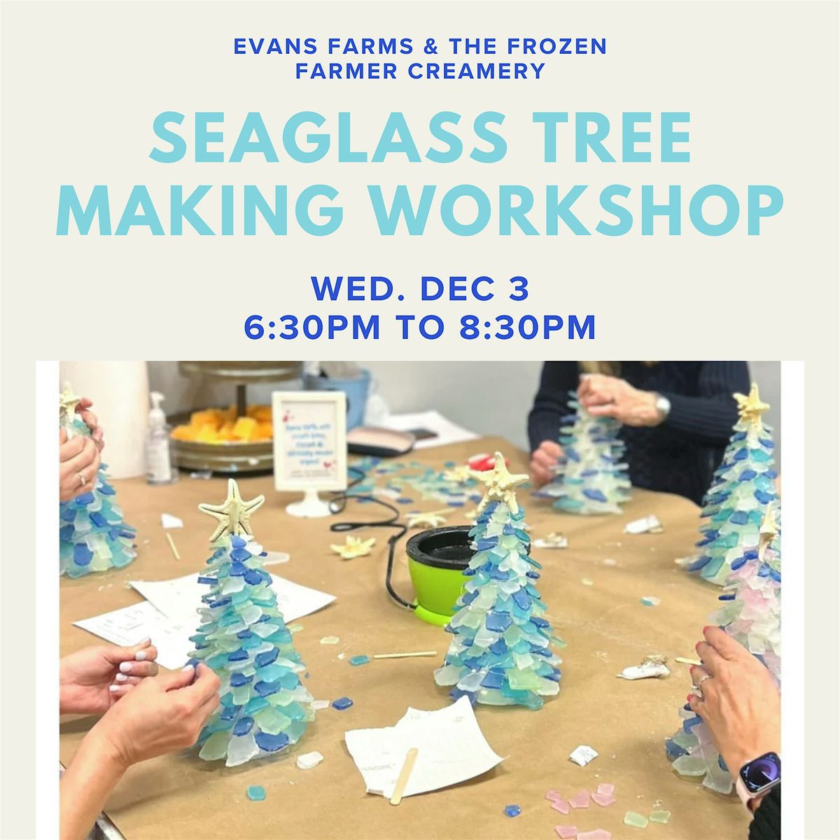 Sea Glass Christmas Tree Workshop at Evans Farms Wednesday, December 3rd