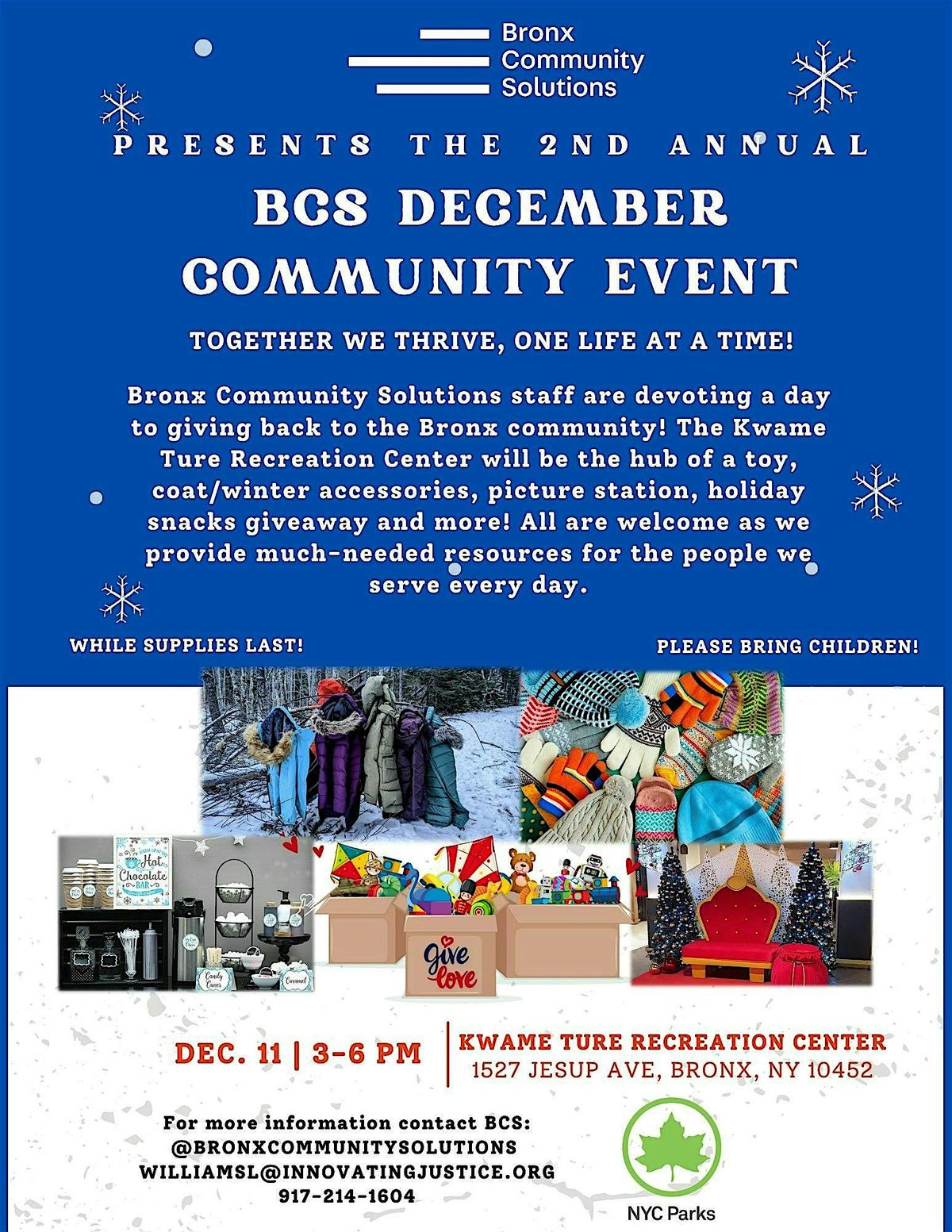 BCS December Community Event: Coat and Toy Giveaway