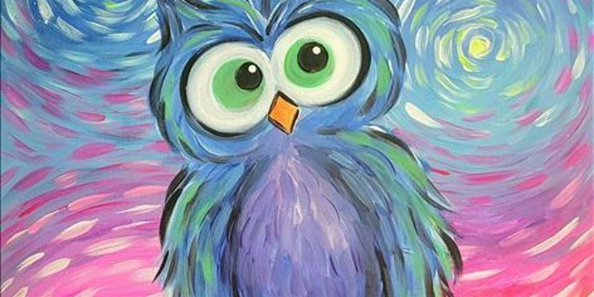 Lovely Starry Night Owl - Paint and Sip by Classpop!\u2122